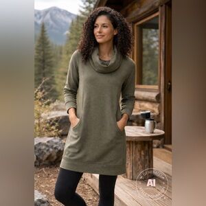 Merrell Olive Green Cowl Neck Sweater Dress (size small)